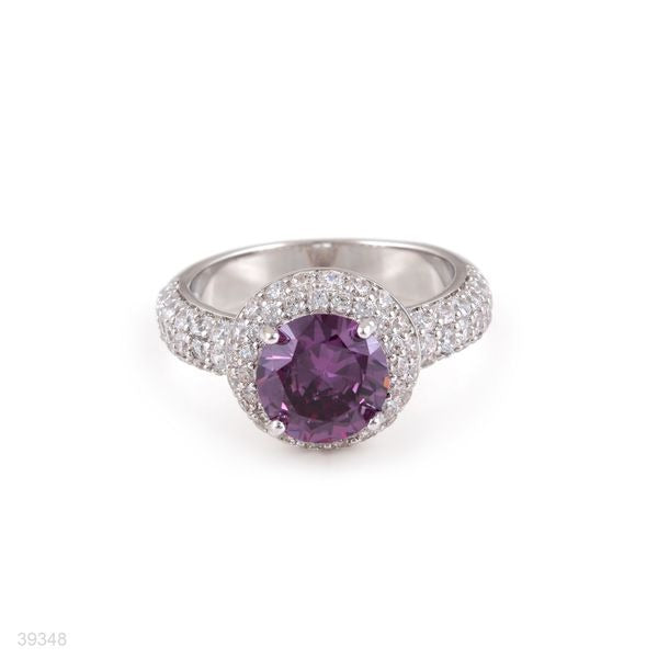 RING ZIRCON SOLIT PAVE BEZEL LUX-SILVER-PURPLE