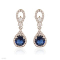 FEMININE CIRCLE DROP SILVER BLUE EARRINGS