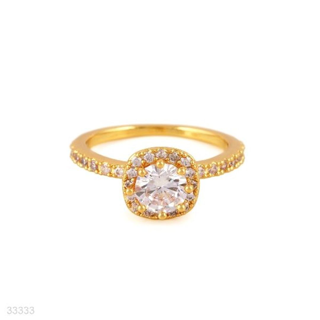 CLASSY SQUARE HALO GOLD RING