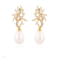BOTANICAL GOLD CLEAR ZIRCON EARRINGS