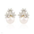 EARING 3ZC FLOWER/PEARL SILVER-CLEAR
