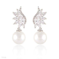 BEAUTIFUL PEARL WING SILVER EARRINGS