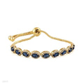 EXQUISITE OVAL HALO ADJUSTABLE BLUE GOLD BRACELET