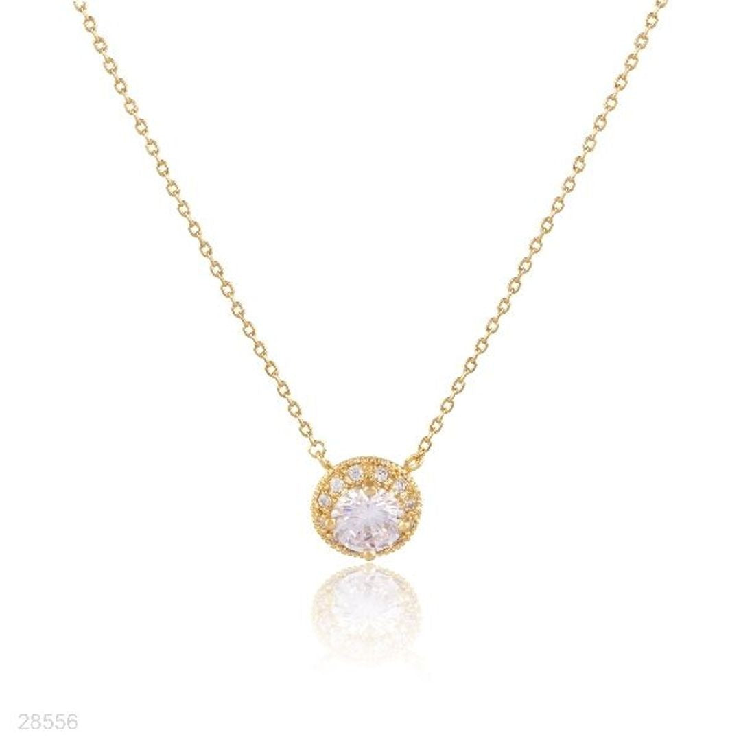GLEAMING HALO CIRCLE GOLD PENDANT