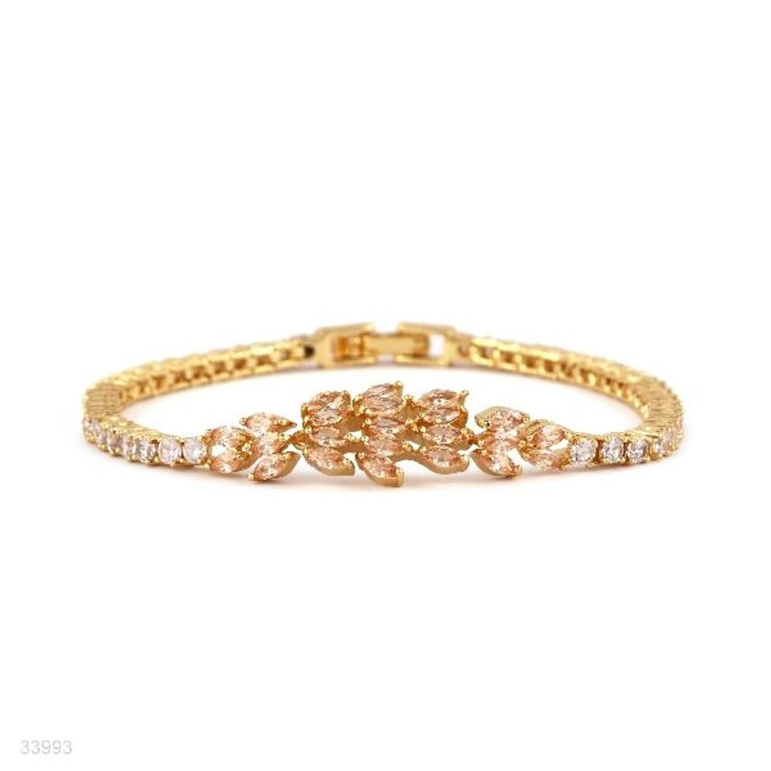 FEMININE THIN CHAMPAGNE LEAF BRACELET