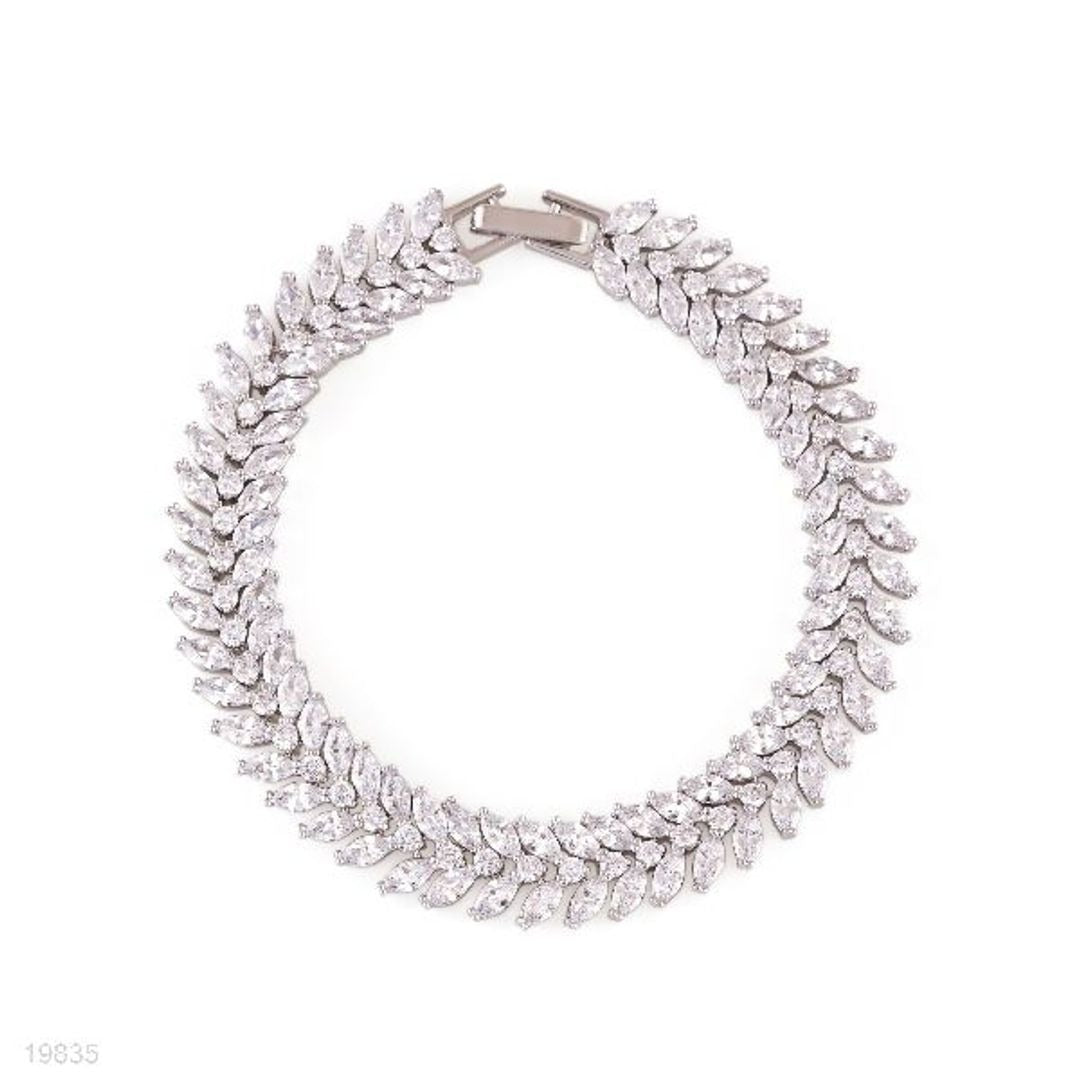 COMPLEX MARQUISE WREATH SILVER BRACELET