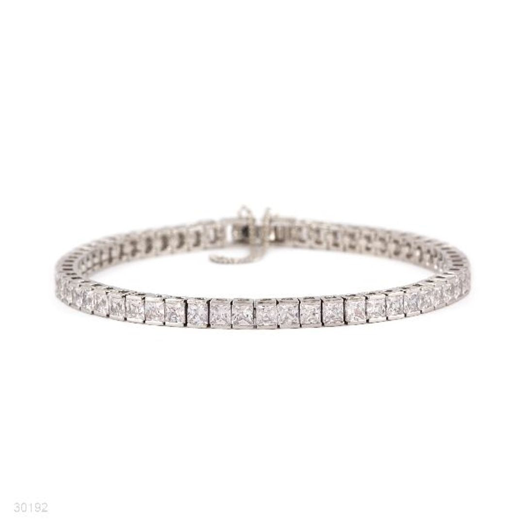 EXQUISITE PRINCESS CUT SILVER BRACELET