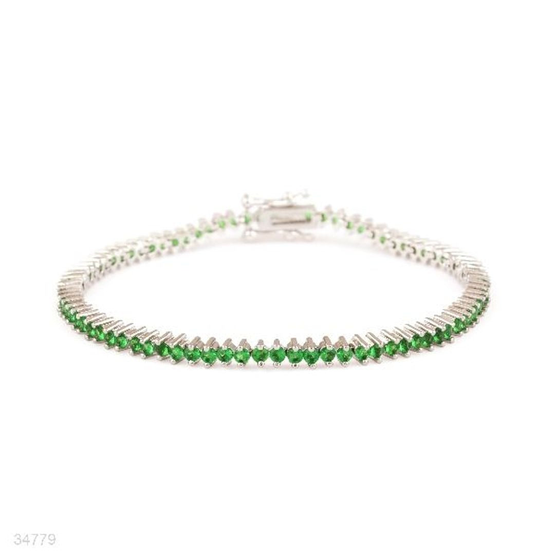 DELICATE FEMININE ROUND GREEN TENNIS BRACELET