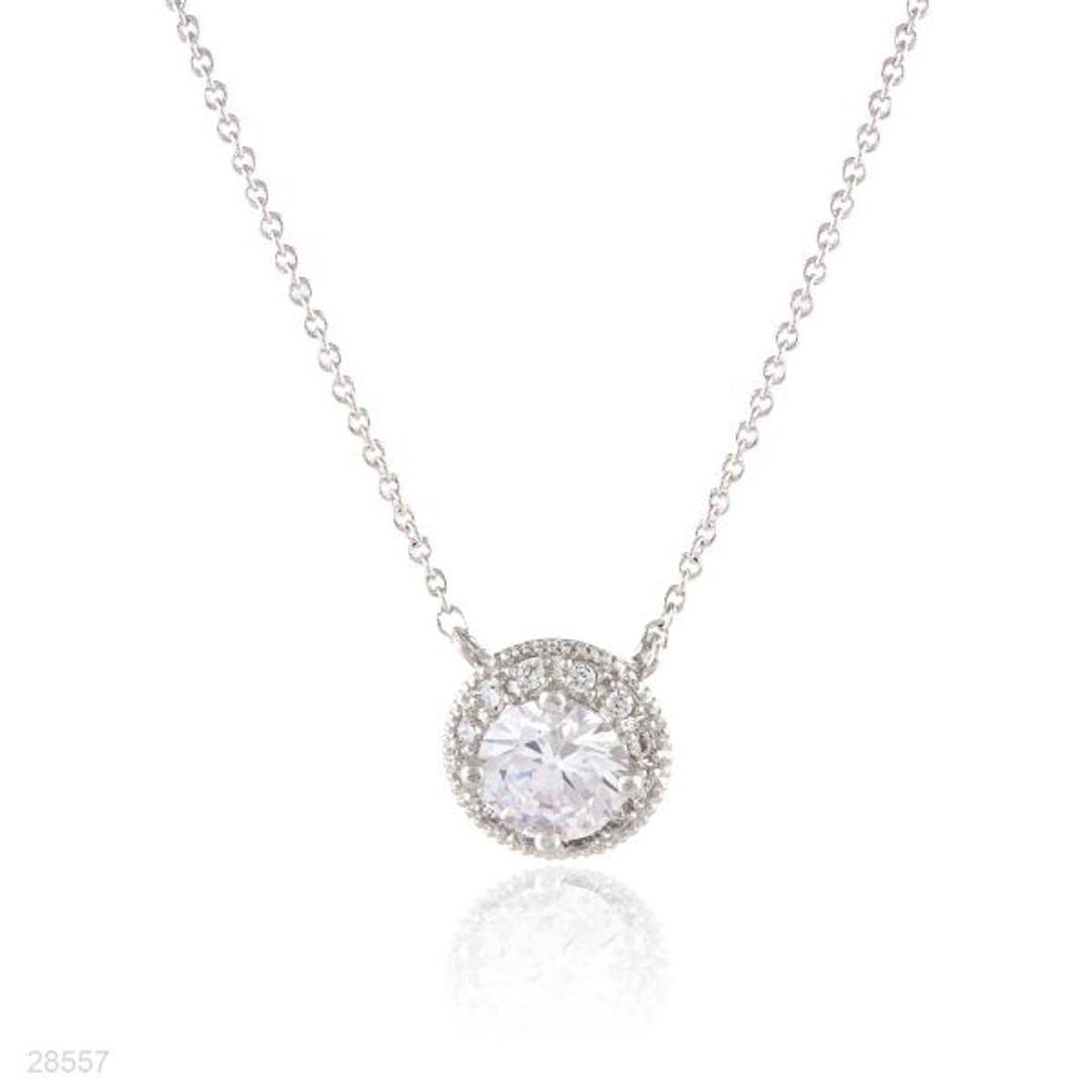 GLEAMING HALO CIRCLE SILVER PENDANT