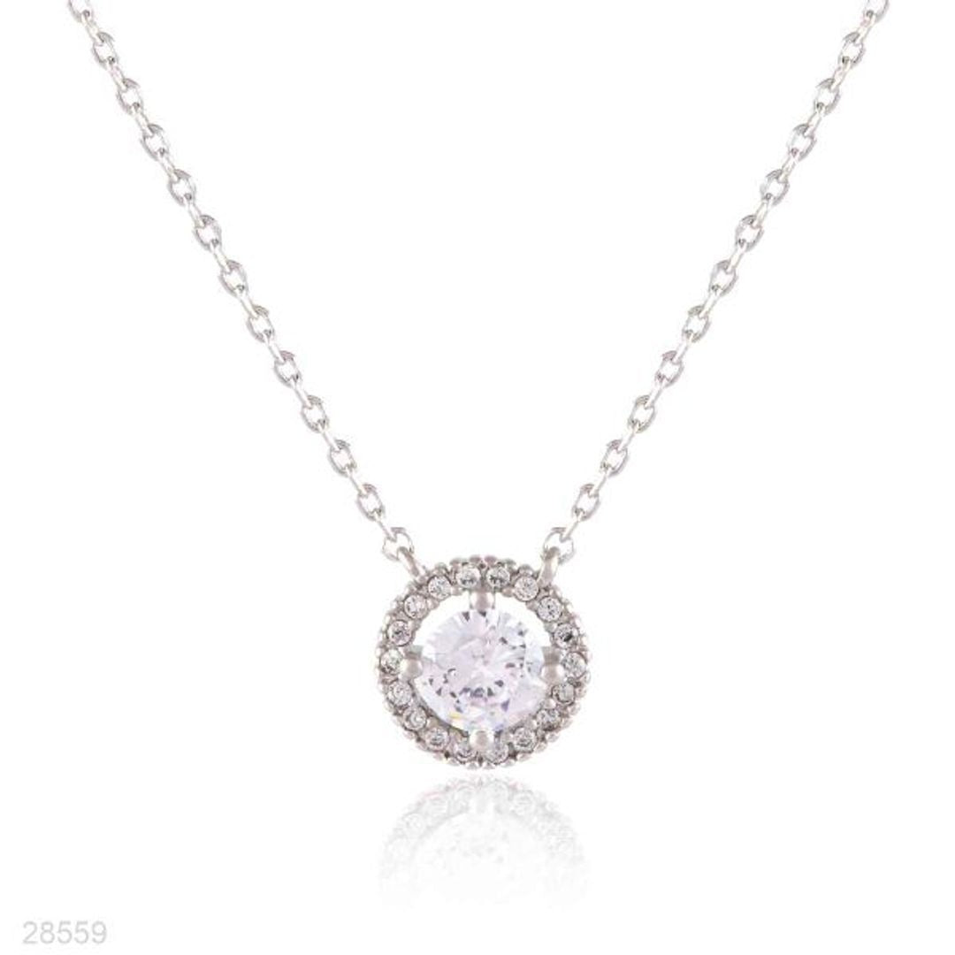 DELICATE HALO CIRCLE SILVER PENDANT