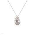 PENDANT ZIRCON FLOWER, SILVER/CLEAR GRAY PEARL