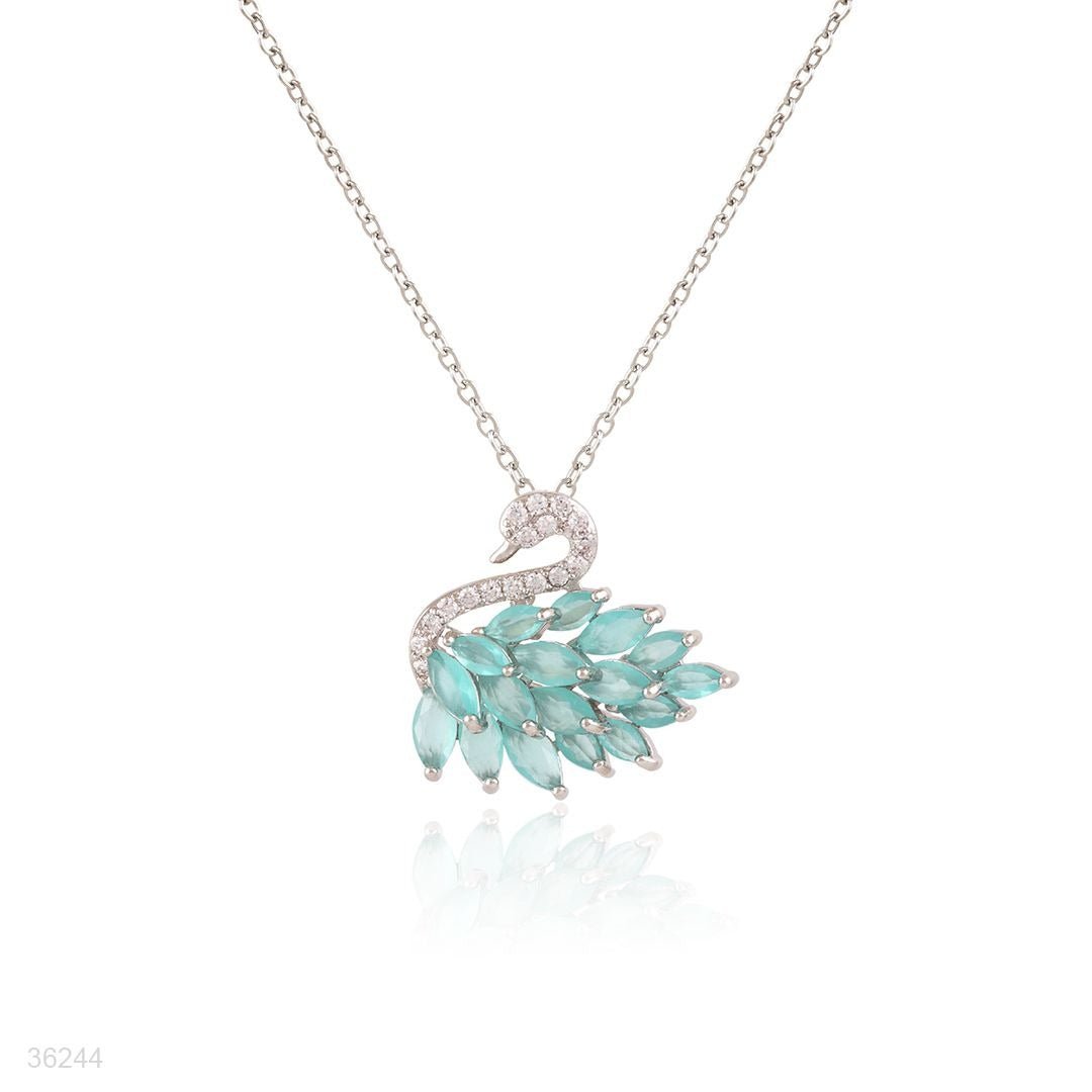 GRACEFUL SWAN PENDANT SILVER-TURQUOISE