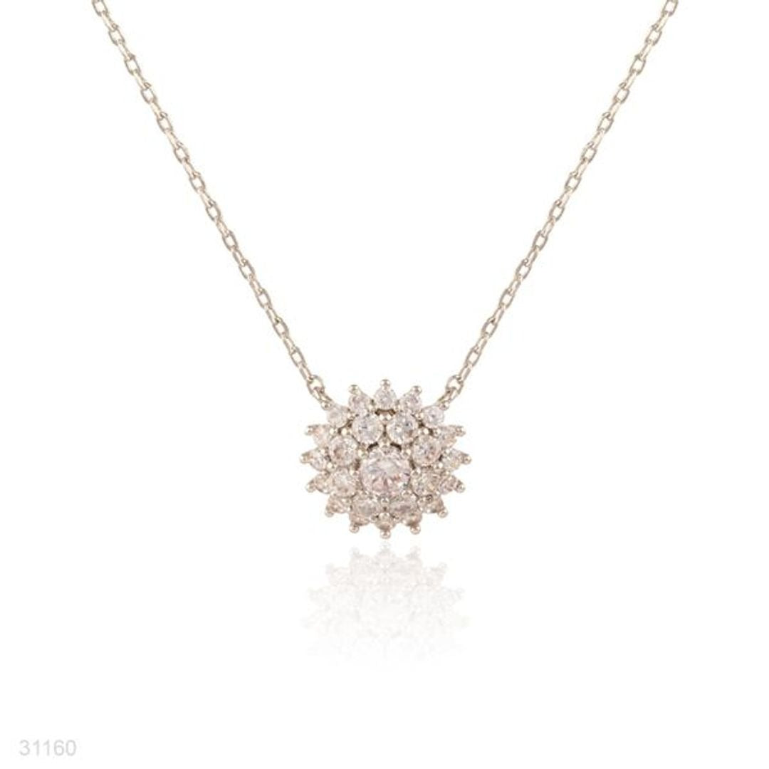 PENDANT SHARP FLOWER ZC SILVER-CLEAR