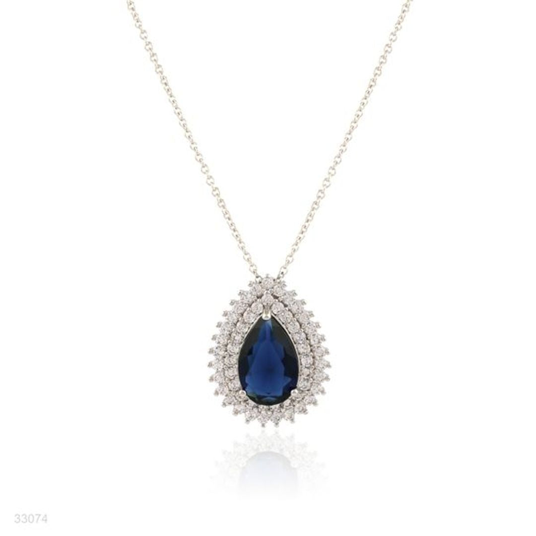 MEZMERIZING PEAR DROP BLUE PENDANT