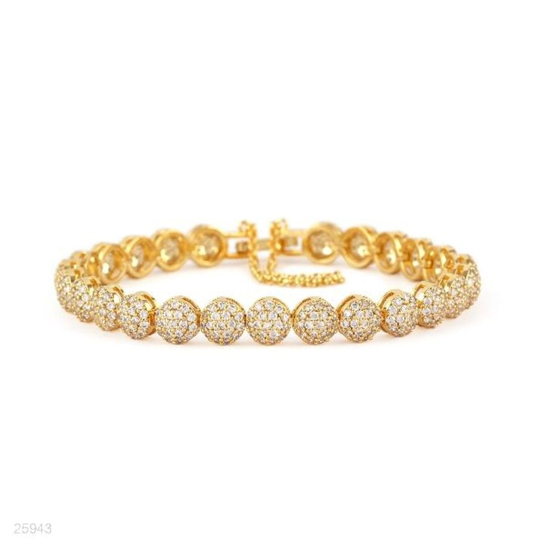 SHIMMERING MICROPAVED ROUND PODS GOLD BRACELET