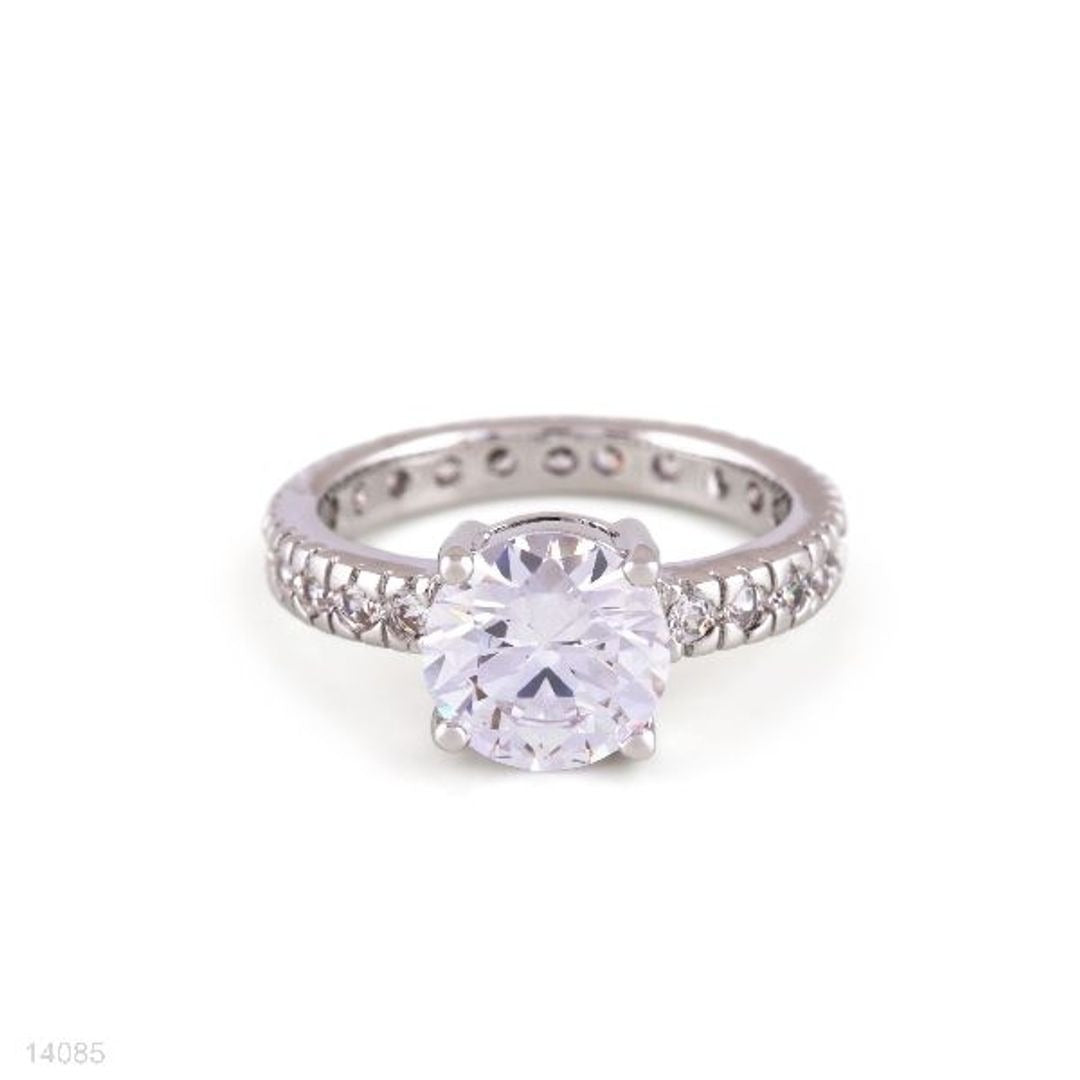 SPARKLING ROUND SOLITAIRE SILVER RING