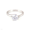 ELEGANT FEMININE SOLITAIRE SILVER RING