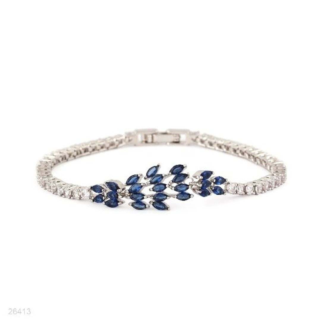 FEMININE THIN BLUE LEAF BRACELET